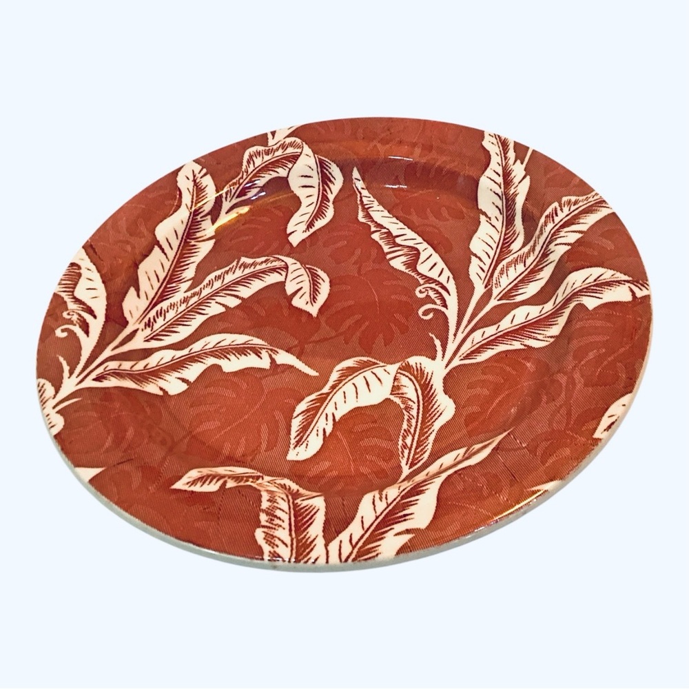 Vintage Wallace China “Shadowleaf” Restaurant Ware Dinner Plate Red Tropical